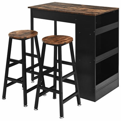 3 Pieces Bar Table Set with Storage - Relaxacare