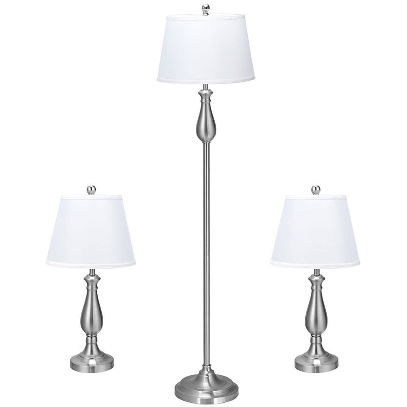 3 Pieces Brushed Nickel Lamp Set - Relaxacare