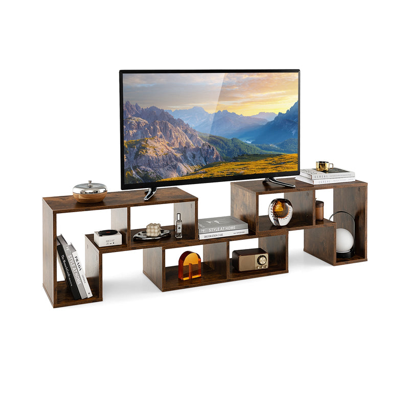3 Pieces Console TV Stand for TVs up to 65 Inch with Shelves-Brown - Relaxacare