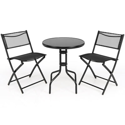 3 Pieces Folding Bistro Table Chairs Set for Indoor and Outdoor - Relaxacare
