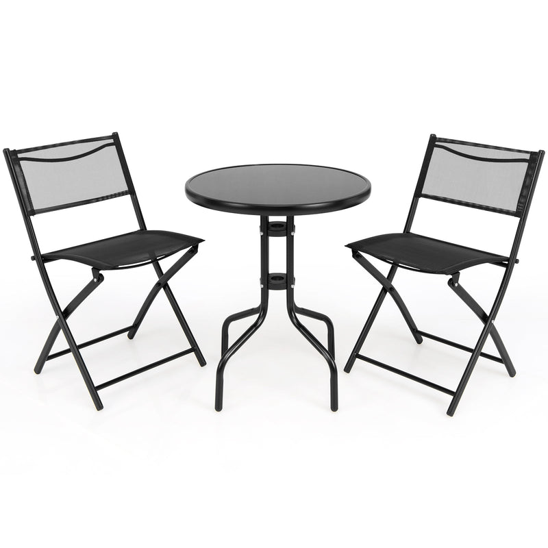 3 Pieces Folding Bistro Table Chairs Set for Indoor and Outdoor - Relaxacare