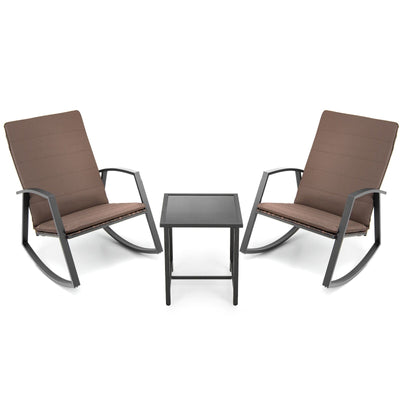 3 Pieces Patio Rattan Rocking Furniture Set - Relaxacare