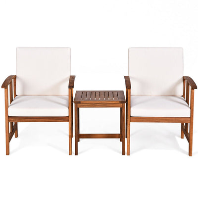3 Pieces Solid Wood Outdoor Patio Sofa Furniture Set - Relaxacare