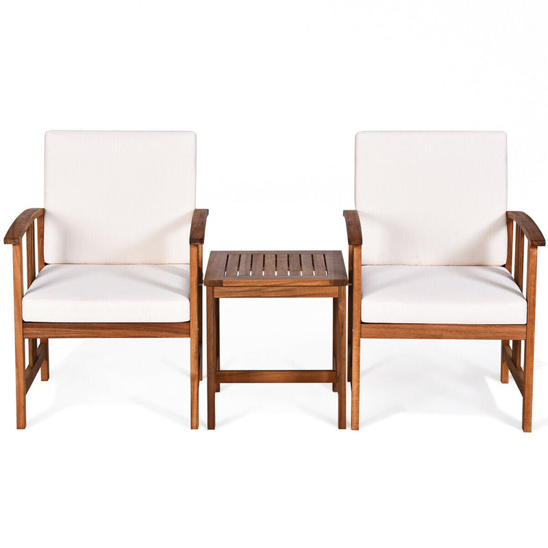 3 Pieces Solid Wood Outdoor Patio Sofa Furniture Set - Relaxacare