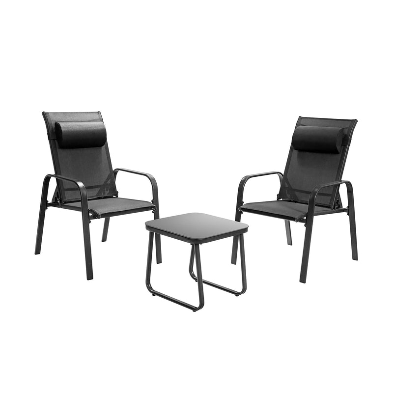 3 Pieces Stackable Patio Bistro Conversation Set with Adjustable Backrest - Relaxacare