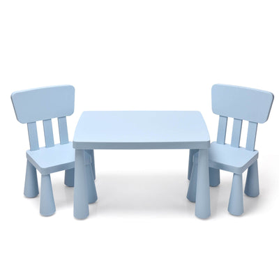 3 Pieces Toddler Multi Activity Play Dining Study Kids Table and Chair Set-Blue - Relaxacare