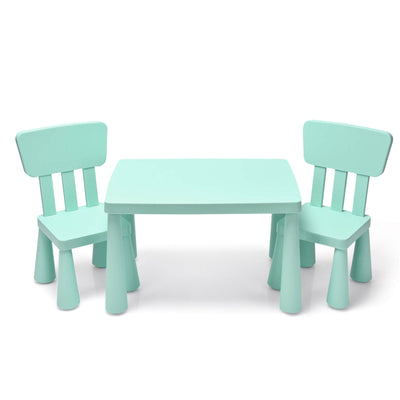 3 Pieces Toddler Multi Activity Play Dining Study Kids Table and Chair Set-Green - Relaxacare