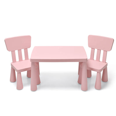 3 Pieces Toddler Multi Activity Play Dining Study Kids Table and Chair Set-Pink - Relaxacare