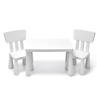 3 Pieces Toddler Multi Activity Play Dining Study Kids Table and Chair Set-White - Relaxacare