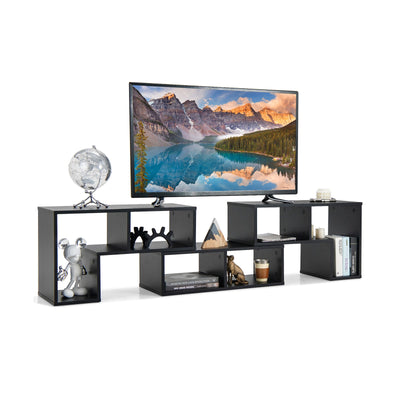 3 Pieces TV Stand Console Entertainment Center for TVs up To 65 Inch with Bookcase Shelves-Black - Relaxacare