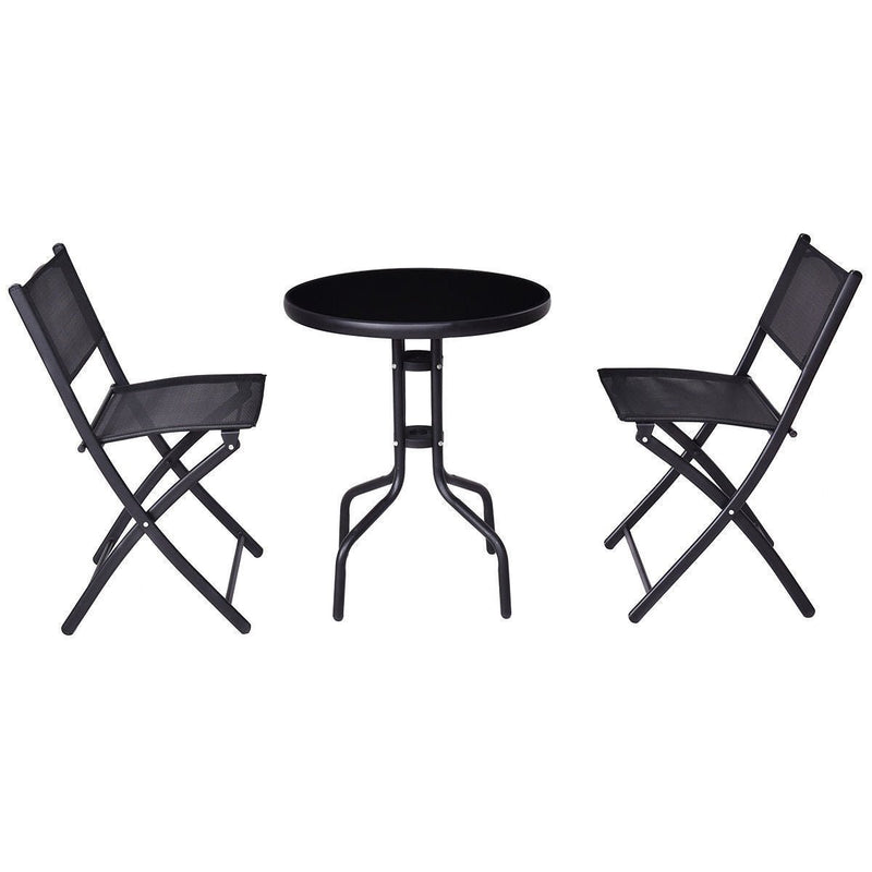 3 Piecs Folding Bistro Table Chairs Set for Indoor and Outdoor - Relaxacare