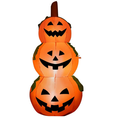3-Pumpkin Stack Halloween Inflatable with Internal LED Bulbs and Waterproof Fan - Relaxacare