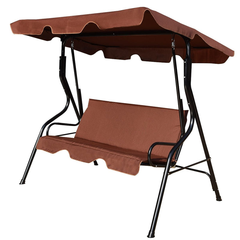 3 Seats Patio Canopy Swing-Coffee - Relaxacare