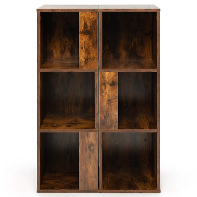 3-Tier 6 Cube Freestanding Bookcase with Anti-toppling Device-Rustic Brown - Relaxacare