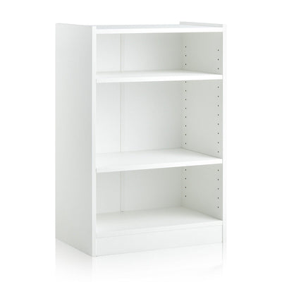 3-Tier Bookcase Open Display Rack Cabinet with Adjustable Shelves-White - Relaxacare