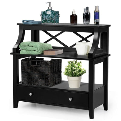 3-Tier Console Table with a Large Slide Drawer and Storage Shelves - Relaxacare