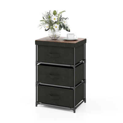 3-Tier Fabric Nightstand with Sturdy Metal Frame - Relaxacare