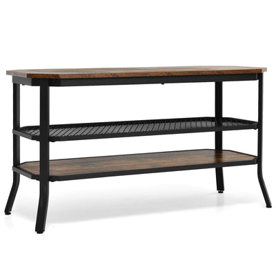 3-Tier Industrial Wooden TV Stand with Storage Shelves for TVs up to 46 Inch - Relaxacare