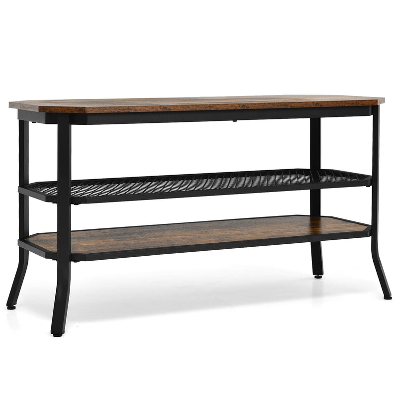 3-Tier Industrial Wooden TV Stand with Storage Shelves for TVs up to 46 Inch - Relaxacare