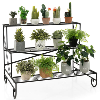 3-Tier Mental Plant Stand with Grid Shelf - Relaxacare