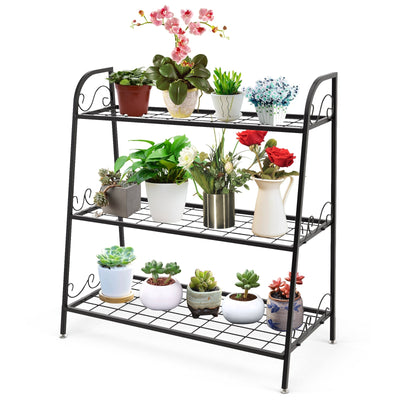 3-tier Metal Plant Stand Shelf Display Rack for Plants Shoes Flower Pot - Relaxacare