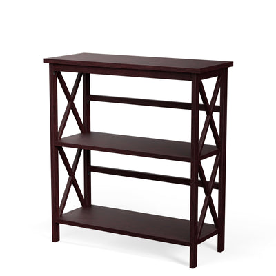 3-Tier Multi-Functional Storage Shelf Units Wooden Open Bookcase and Bookshelf-Coffee - Relaxacare