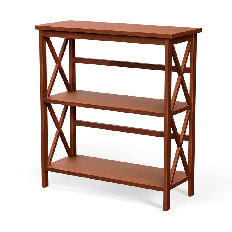 3-Tier Multi-Functional Storage Shelf Units Wooden Open Bookcase and Bookshelf-Natural - Relaxacare