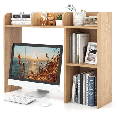 3-Tier Multipurpose Desk Bookshelf with 4 Shelves-Natural - Relaxacare
