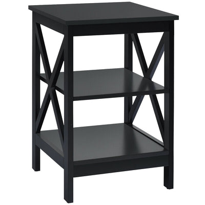 3-Tier Nightstand End Table with X Design Storage - Relaxacare