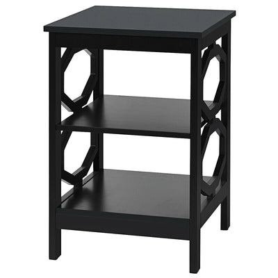 3-tier Nightstand Sofa Side End Accent Table-Black - Relaxacare