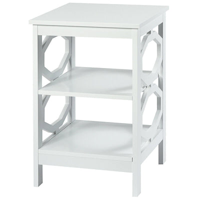 3-tier Nightstand Sofa Side End Accent Table-White - Relaxacare