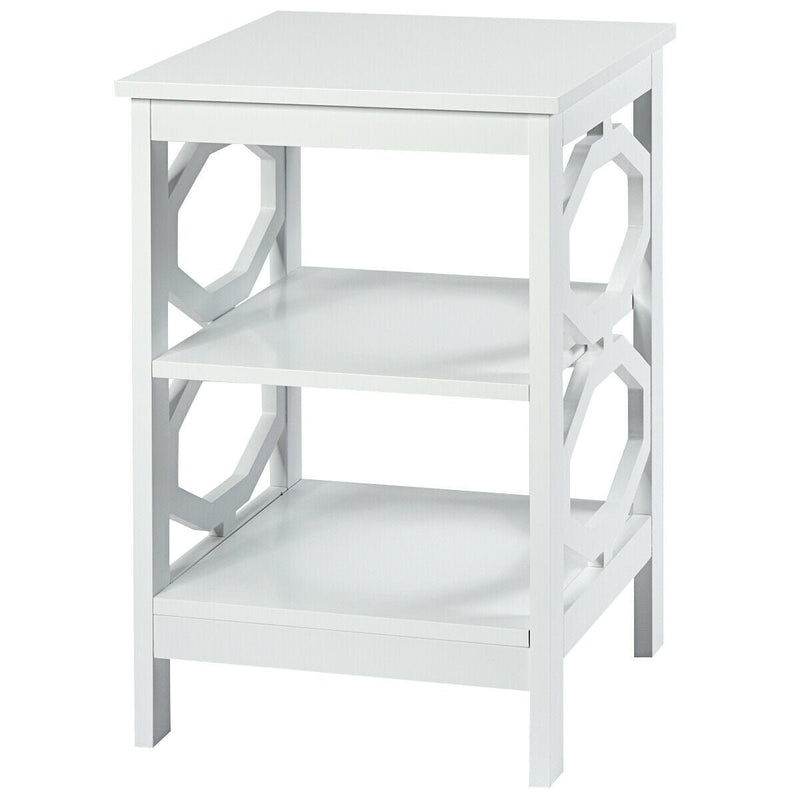 3-tier Nightstand Sofa Side End Accent Table-White - Relaxacare