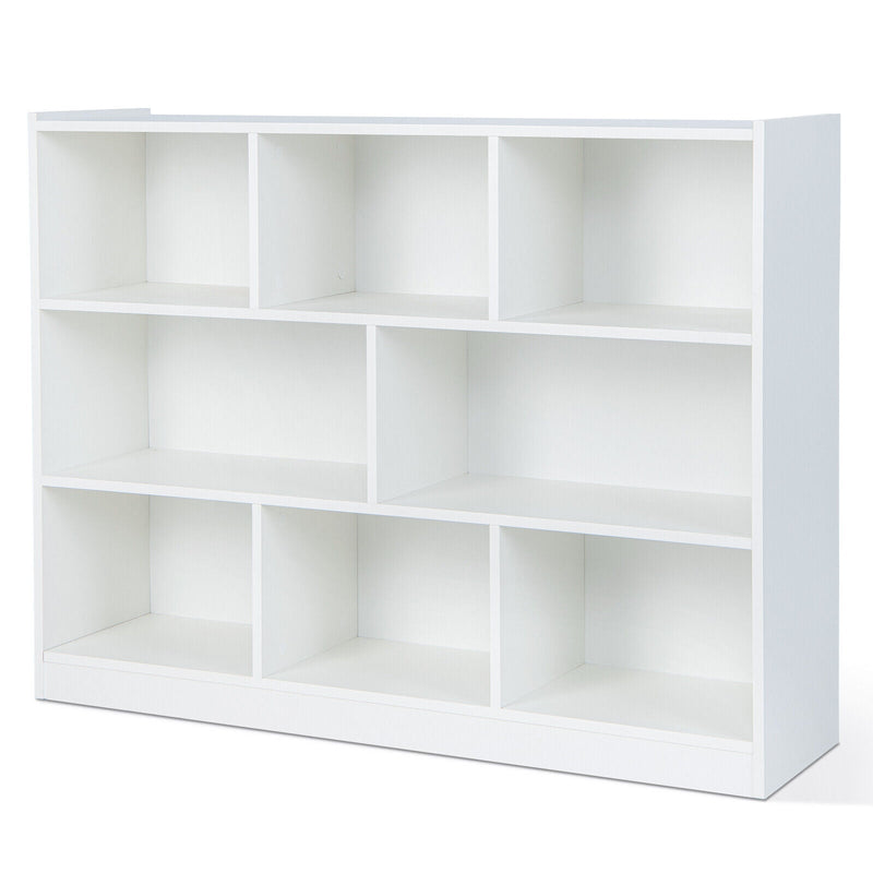 3-Tier Open Bookcase 8-Cube Floor Standing Storage Shelves Display Cabinet - Relaxacare