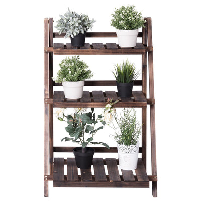 3 Tier Outdoor Wood Design Folding Display Flower Stand - Relaxacare
