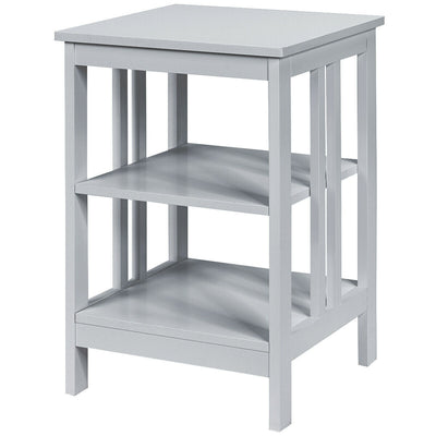 3-tier Side Table Nightstand with Stable Structure-Gray - Relaxacare