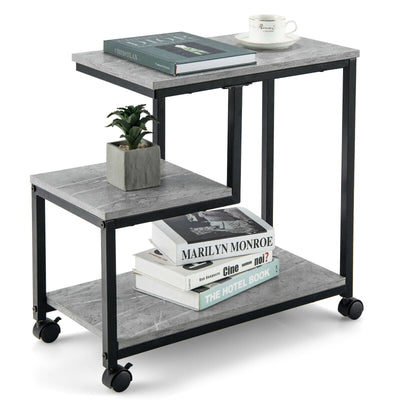 3-Tier Side Table with Storage and Universal Casters for Living Room and Bedroom-Black - Relaxacare
