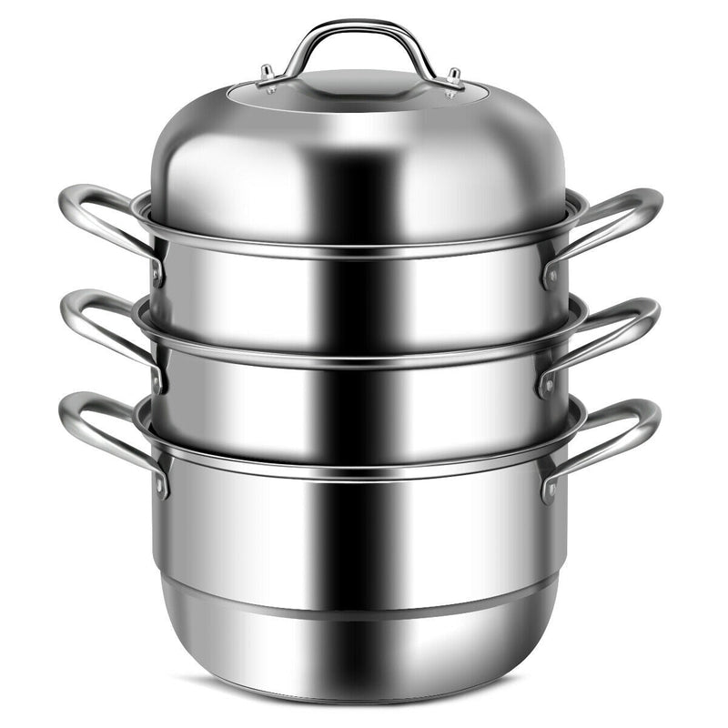 3 Tier Stainless Steel Cookware Pot Saucepot Steamer - Relaxacare