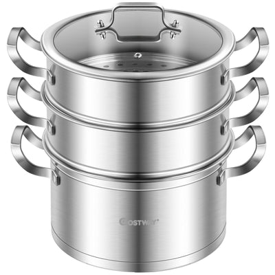 3 Tier Stainless Steel Steamer Pot with Handle - Relaxacare