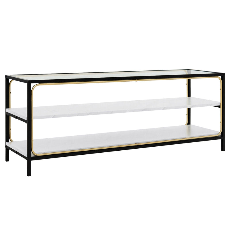 3-Tier TV Stand for TVs up to 50 Inch with Tempered Glass Top - Relaxacare