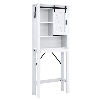 3-Tier Wodden Bathroom Cabinet with Sliding Barn Door and 3-position Adjustable Shelves - Relaxacare
