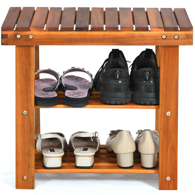 3-Tier Wood Shoe Bench Boots Organizer - Relaxacare