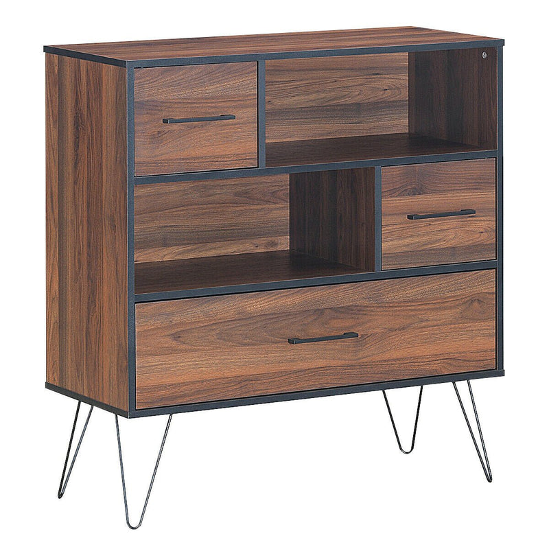 3-Tier Wood Storage Cabinet with Drawers and 4 Metal Legs - Relaxacare