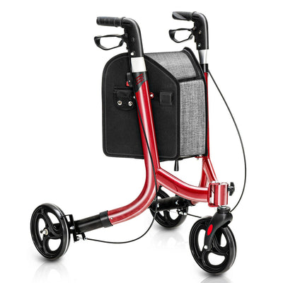 3-Wheel Rolling Walker with Adjustable Handle-Red - Relaxacare
