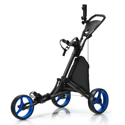 3 Wheels Folding Golf Push Cart with Storage Bag and Scoreboard - Relaxacare