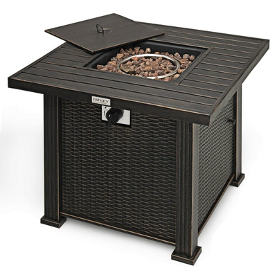 30 Inch 50000 BTU Square Propane Gas Fire Pit Table with Table Cover - Relaxacare