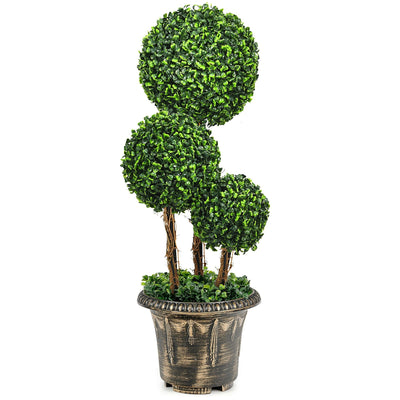 30 Inch Artificial Topiary Triple Ball Tree Indoor and Outdoor UV Protection - Relaxacare