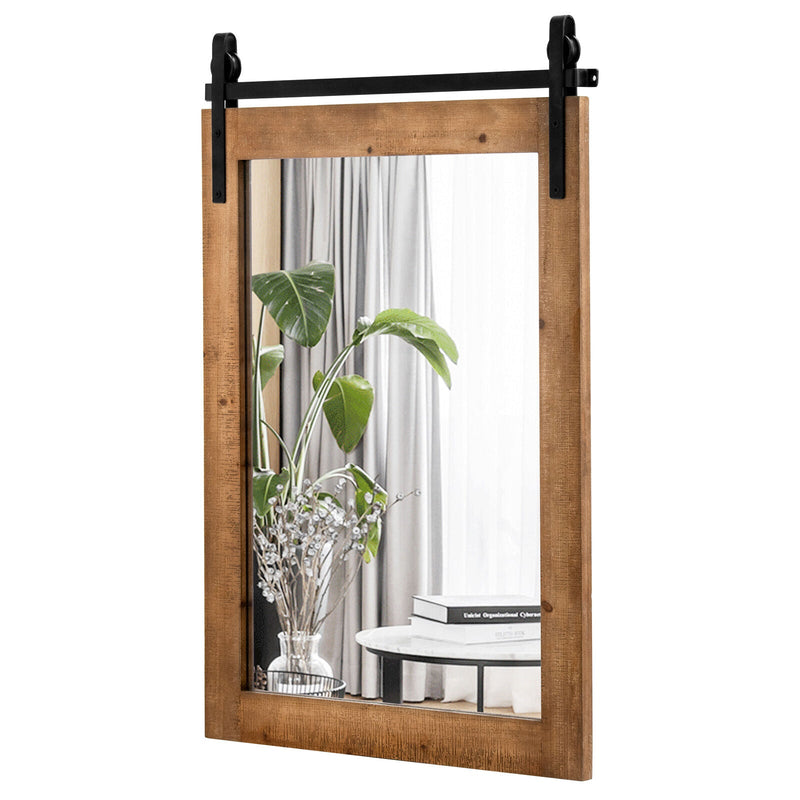 30 x 22 Inch Wall Mount Mirror with Wood Frame - Relaxacare