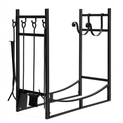 30/36 Inch Firewood Rack with 4 Tool Set Kindling Holders - Relaxacare
