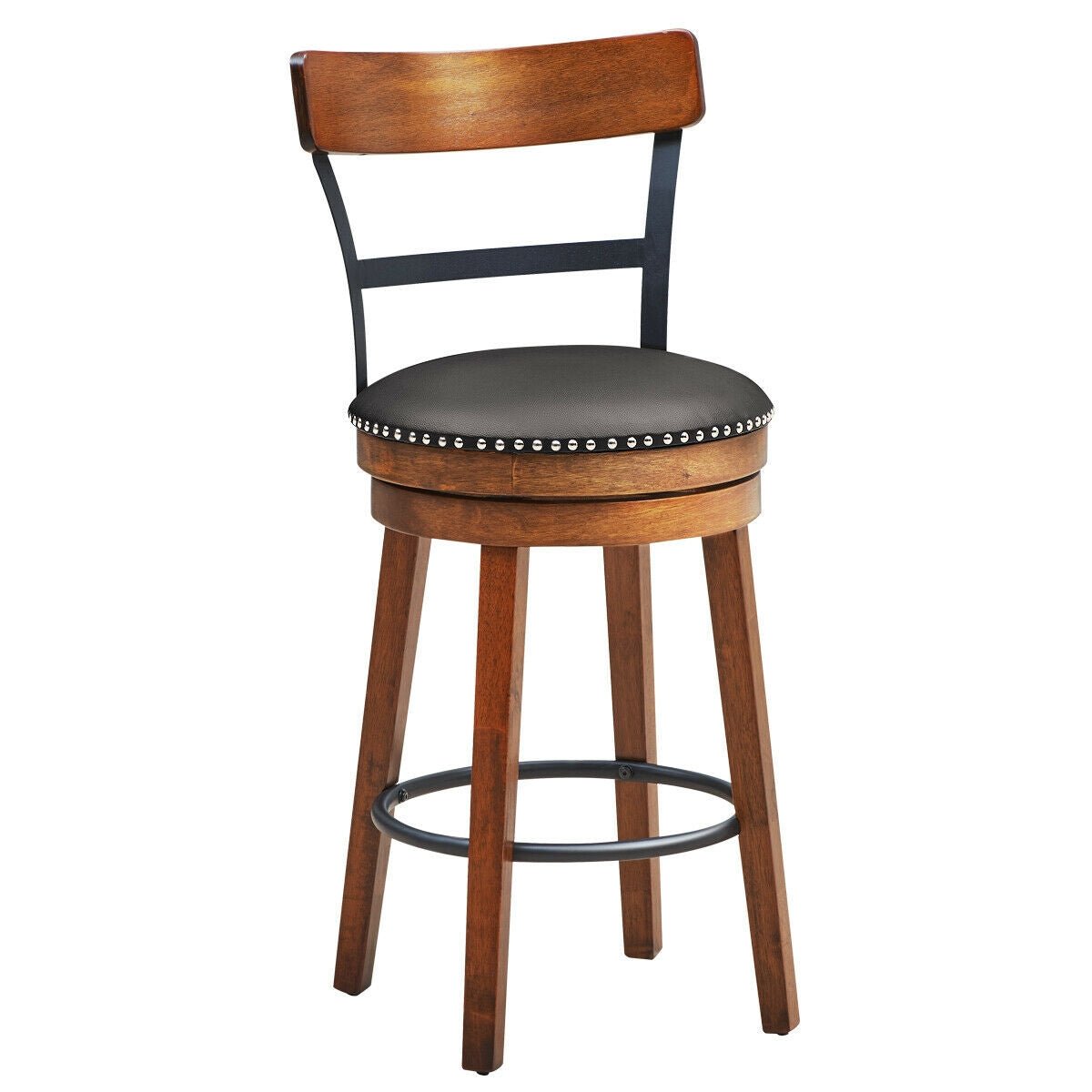30.5-Inch 360-Degree Swivel Stools with Leather Padded Seat