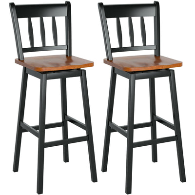 30.5 Inches Set of 2 Swivel Bar Stools with 360° Swiveling-Black - Relaxacare